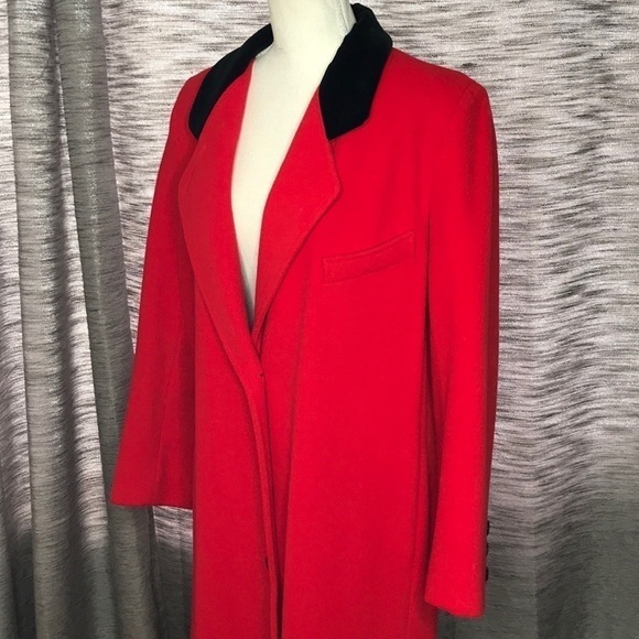 PROJECTIONS LTD WOOL RED TRENCHCOAT LARGE - Picture 3 of 11